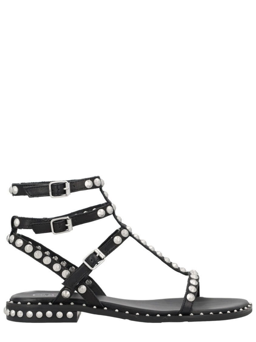 Ash Black Play Silver Studded Thin Sandals