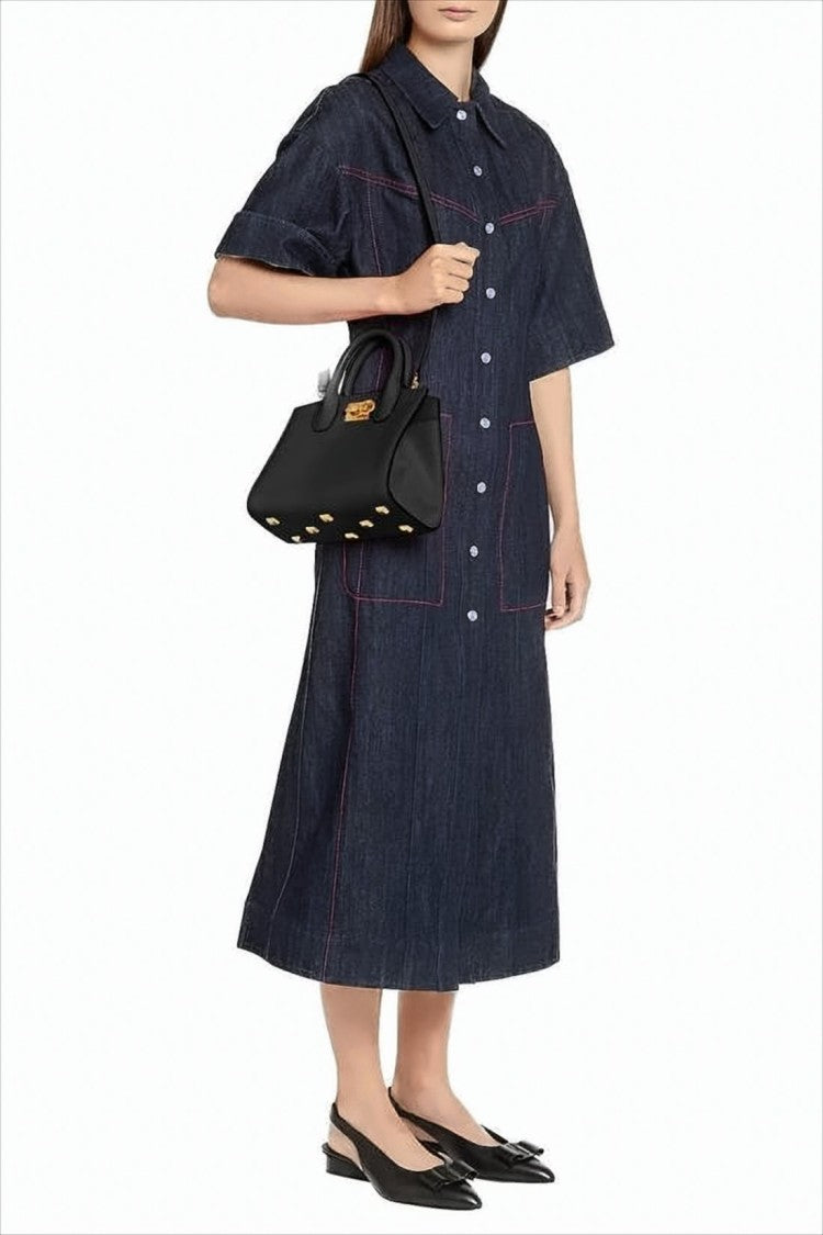 Salvatore Ferragamo Textured Calf Leather Tote Bag