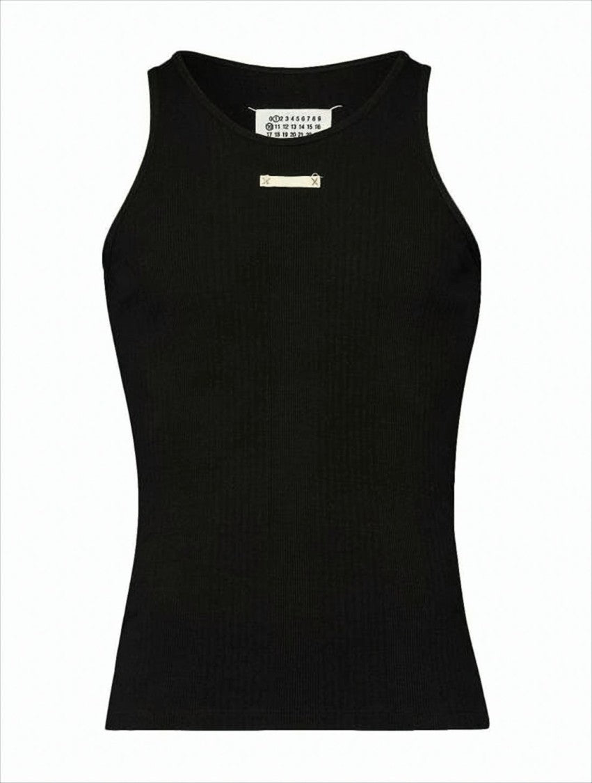 Maison Margiela Fitted Sleeveless Ribbed Tank Top With Rectangular Plaque