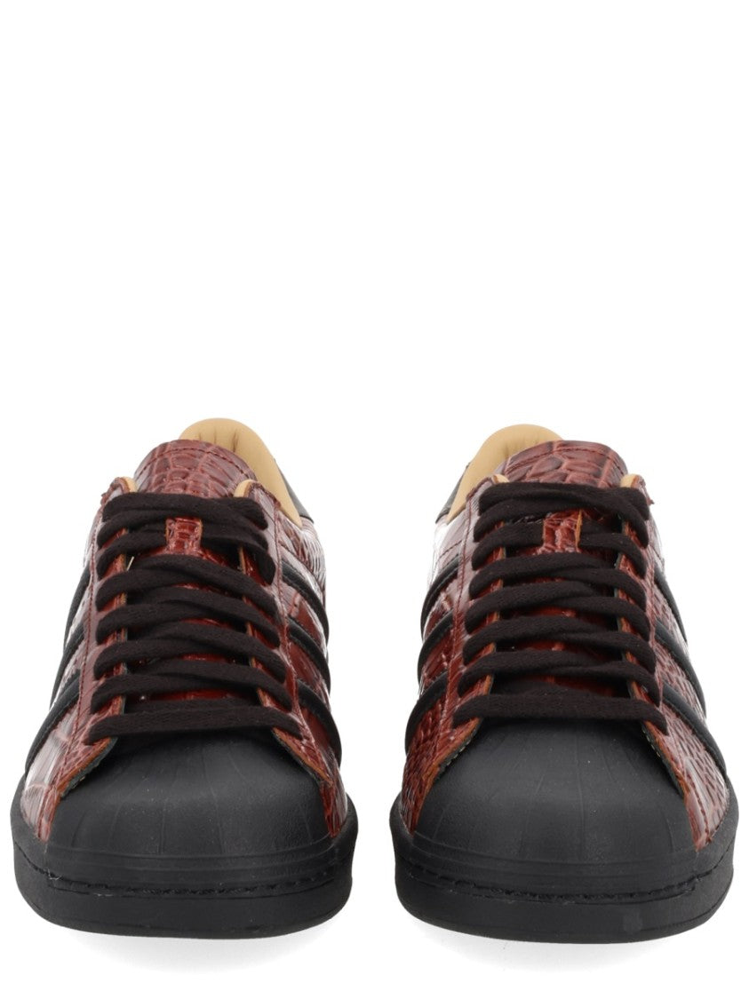 Adidas Originals Textured Brown Low-Top Sneakers With Crocodile Skin Pattern