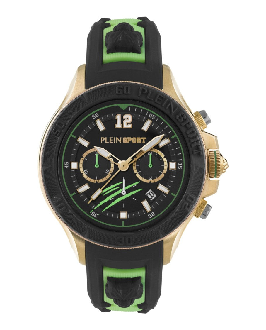 Plein Sport Warrior Tech Chronograph Watch With Ip Yellow Gold Case
