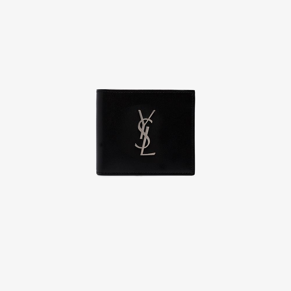 Saint Laurent East/West Monogram Wallet In Black Leather