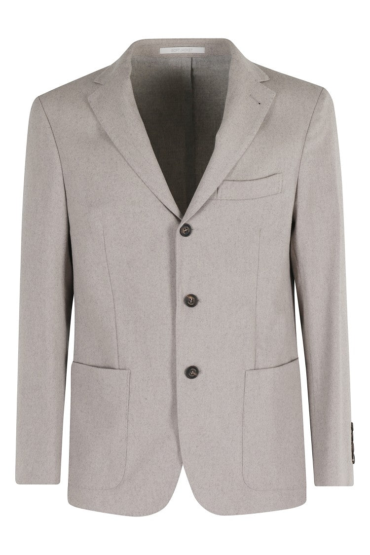 Eleventy Sand Wool Cashmere Blend Single-Breasted Jacket