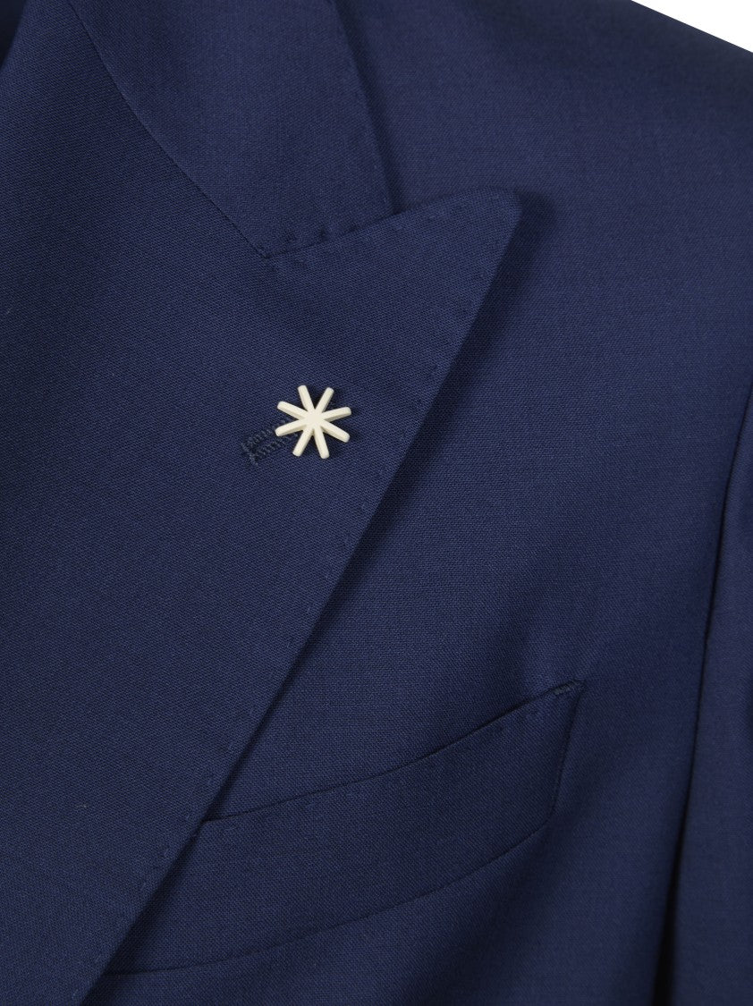 Manuel Ritz Deep Blue Double Breasted Peak Lapel Suit