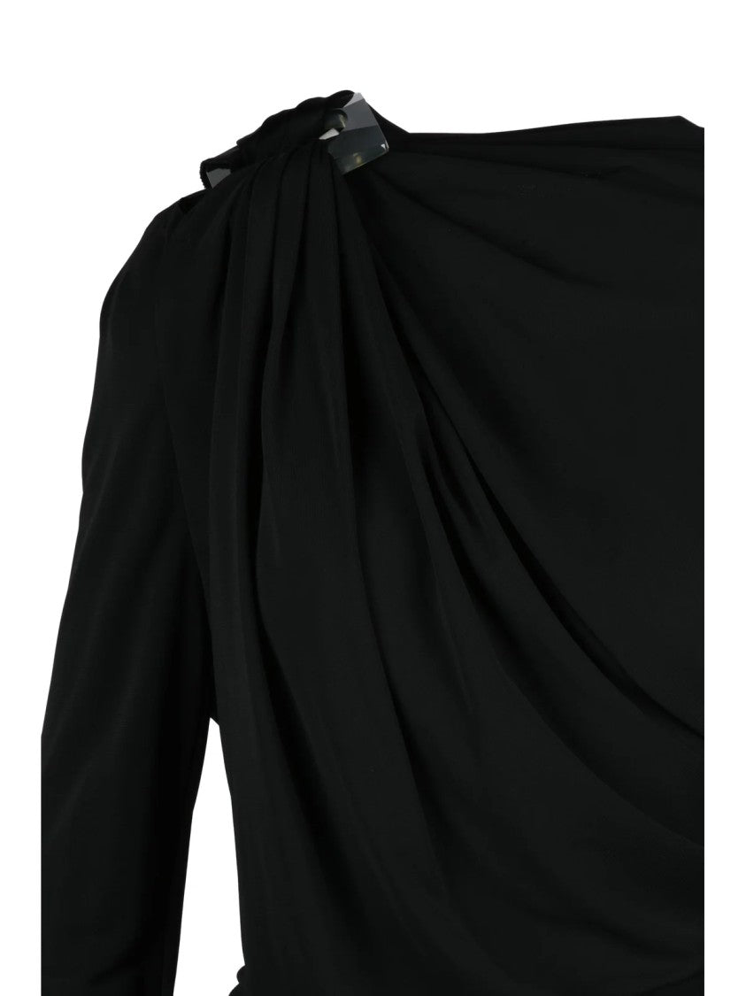 Victoria Beckham Black Viscose Asymmetric Draped Blouse