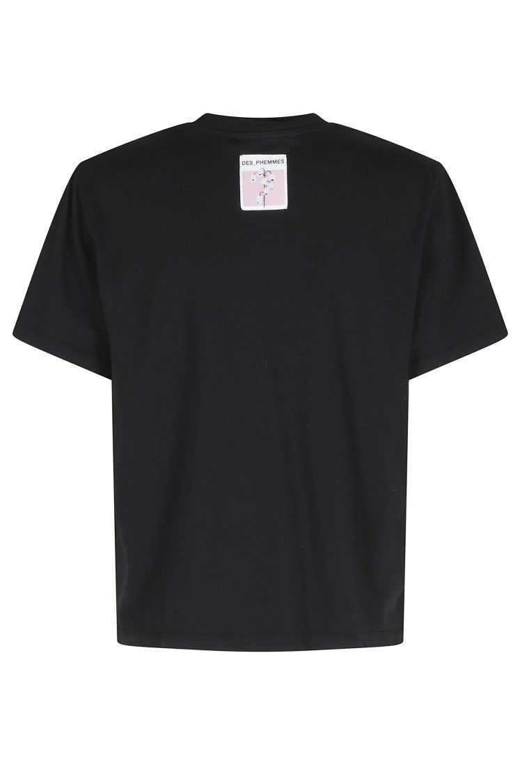 Des Phemmes Black Classic All-Over Rhinestone Cotton T-Shirt