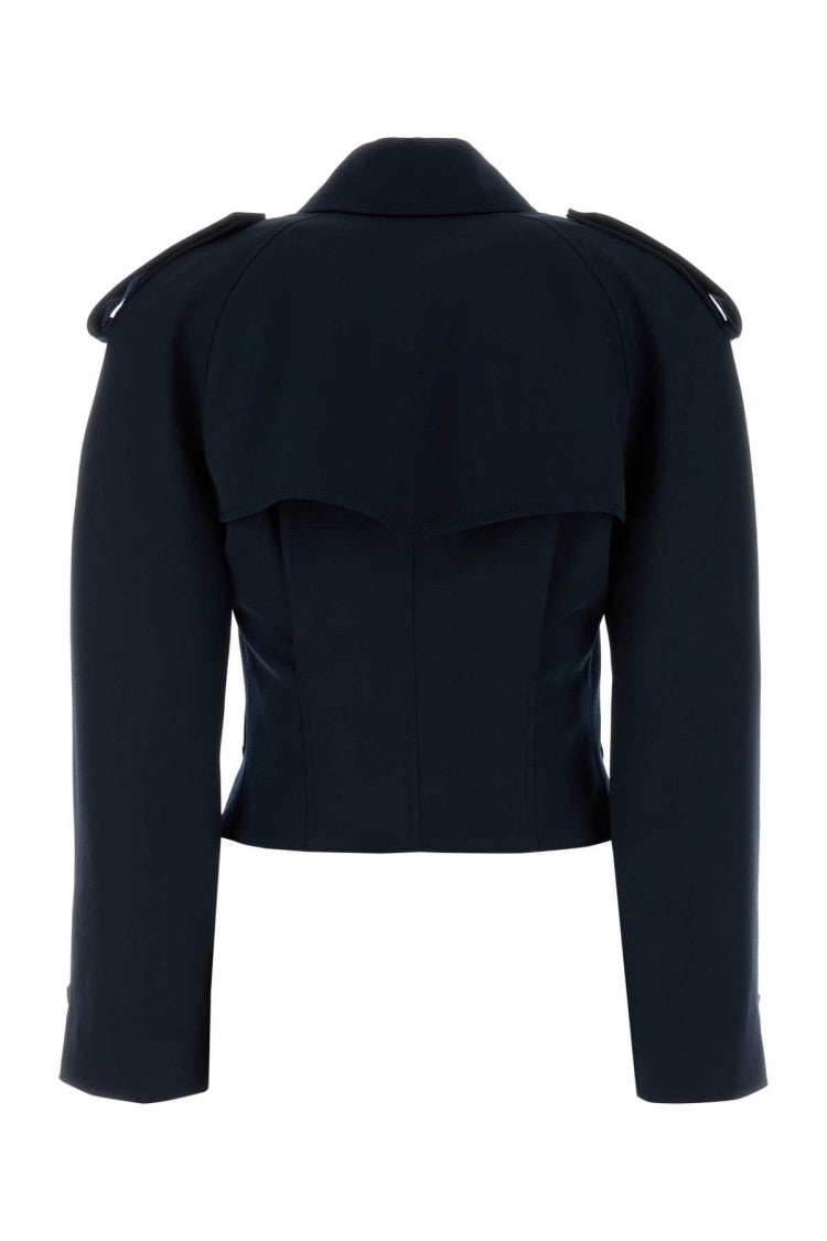 Alexander Mcqueen Midnight Blue Wool Trench Coat