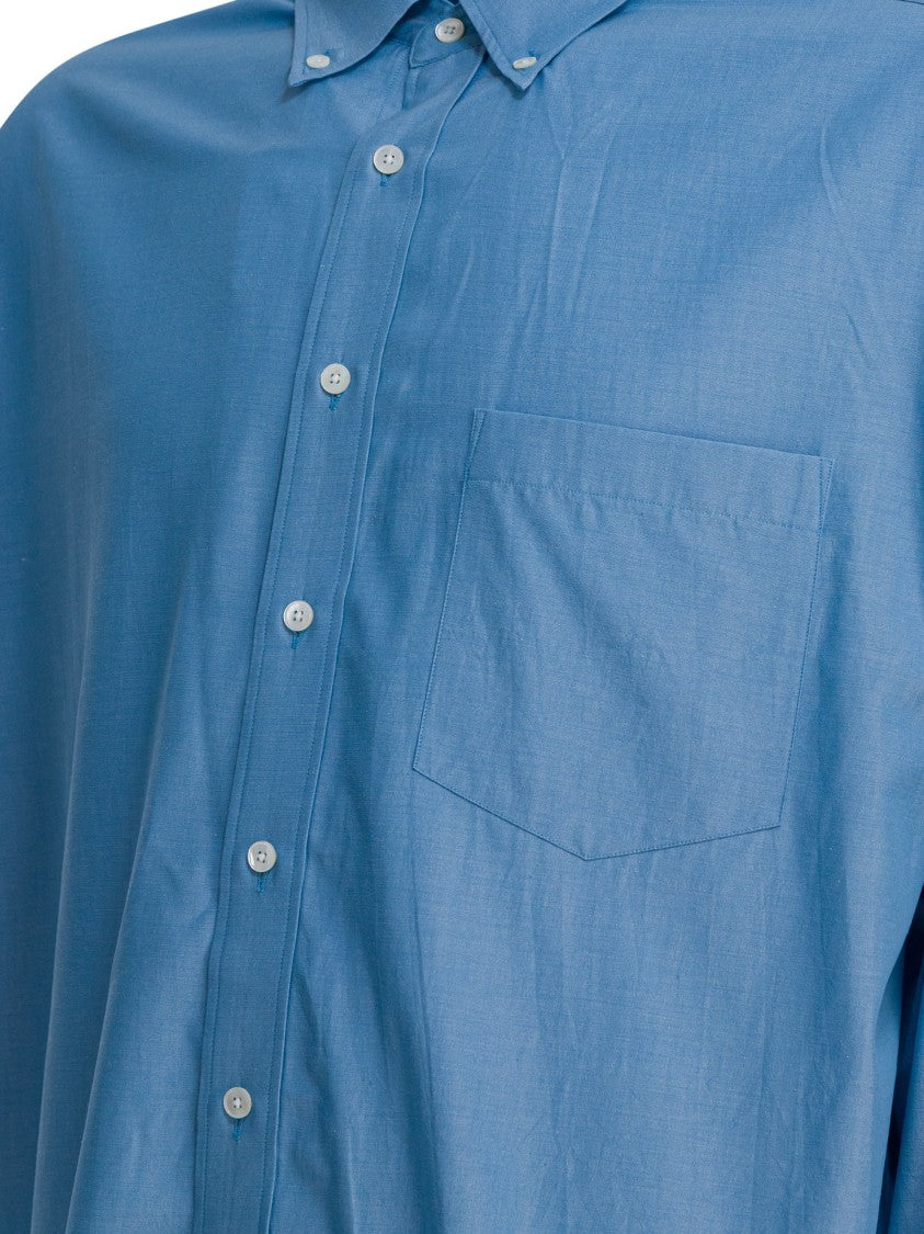 Auralee Button-Down Silk Shirt With Patch Pocket