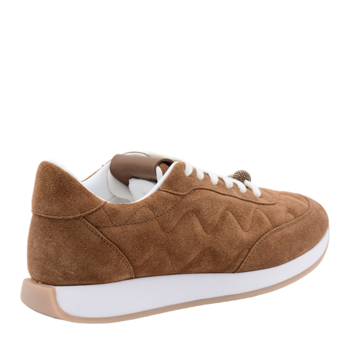 Fabiana Filippi Rich Brown Suede Sneakers With Textured Details