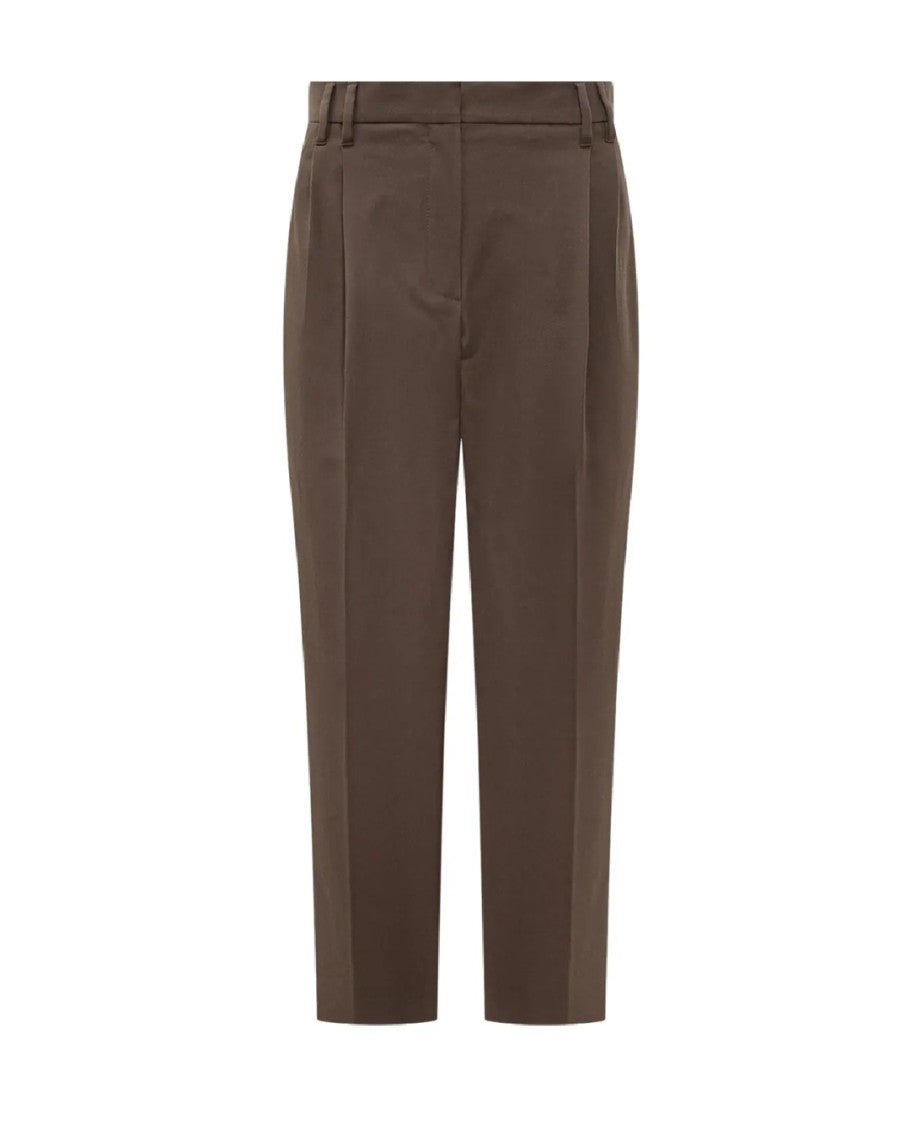 Brunello Cucinelli Straight-Leg Tailored Pants With Mid-Rise Waist