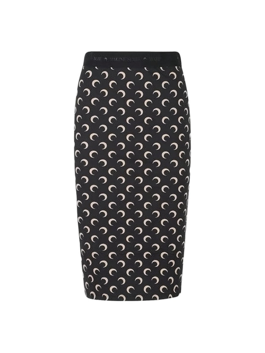 Marine Serre Fitted Midi Skirt With Crescent Moon Pattern