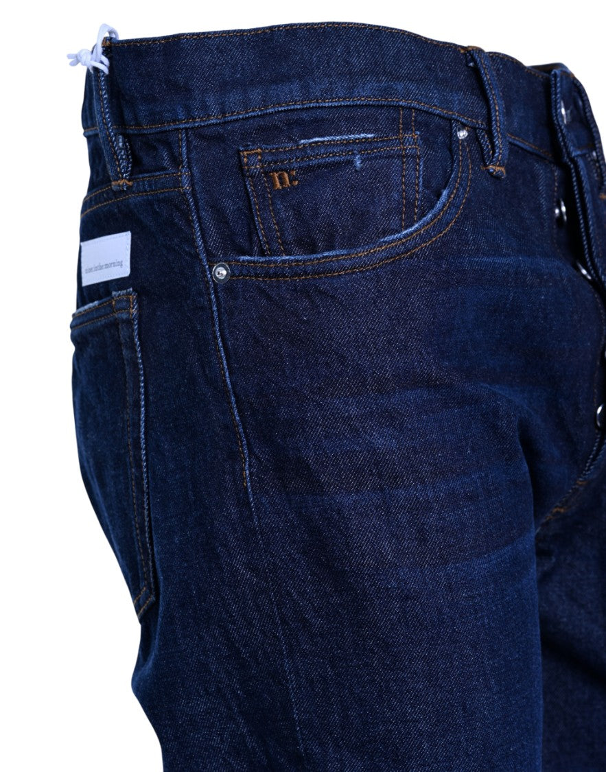 Nine In The Morning Relaxed Fit Boyfriend Jeans In Dark Indigo Denim