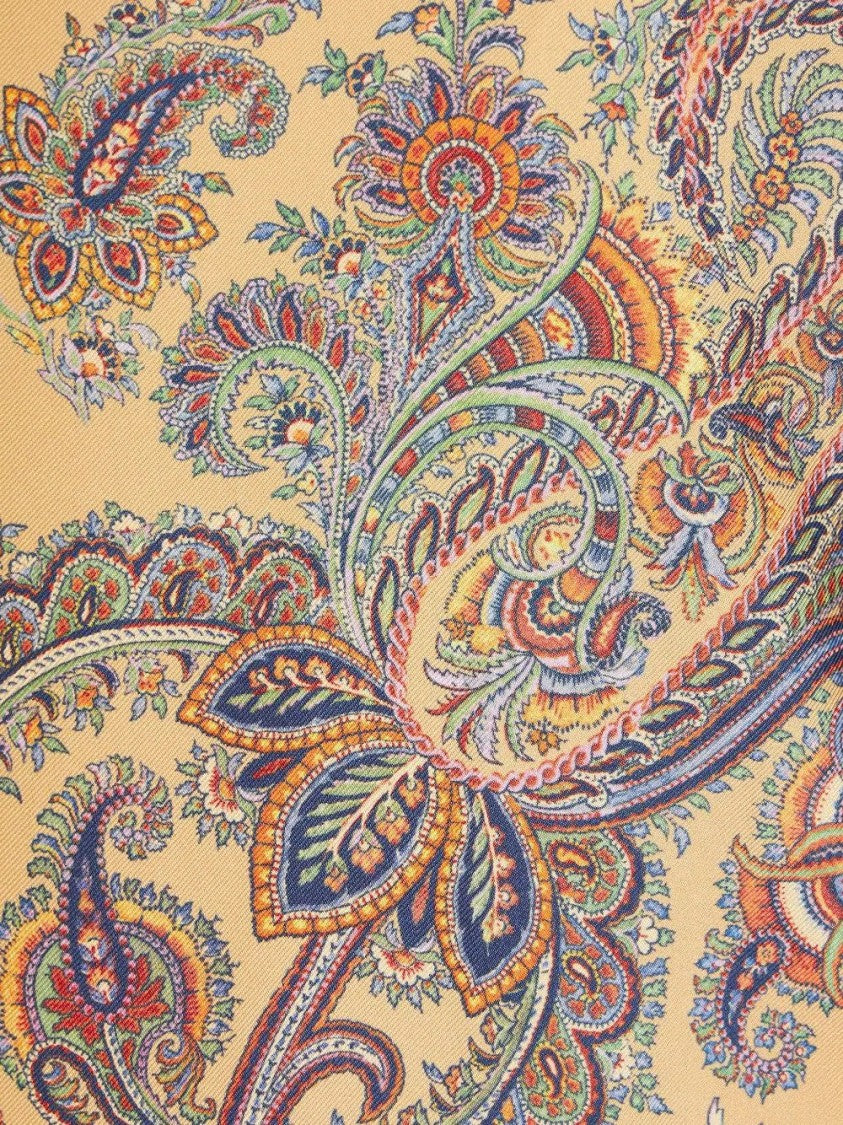 Etro V-Neck Beige Cardigan With Paisley Inner Lining