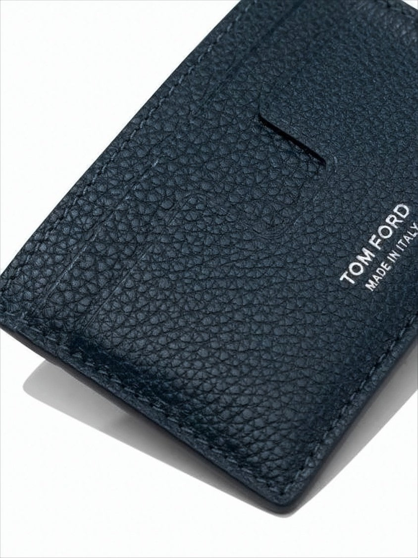Tom Ford Textured Calf Leather Card Wallet With Embossed Branding