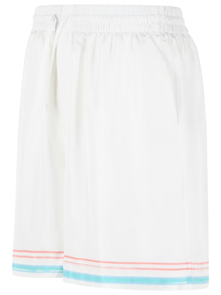 Casablanca 'Dance Joy' White Silk Twill Shorts