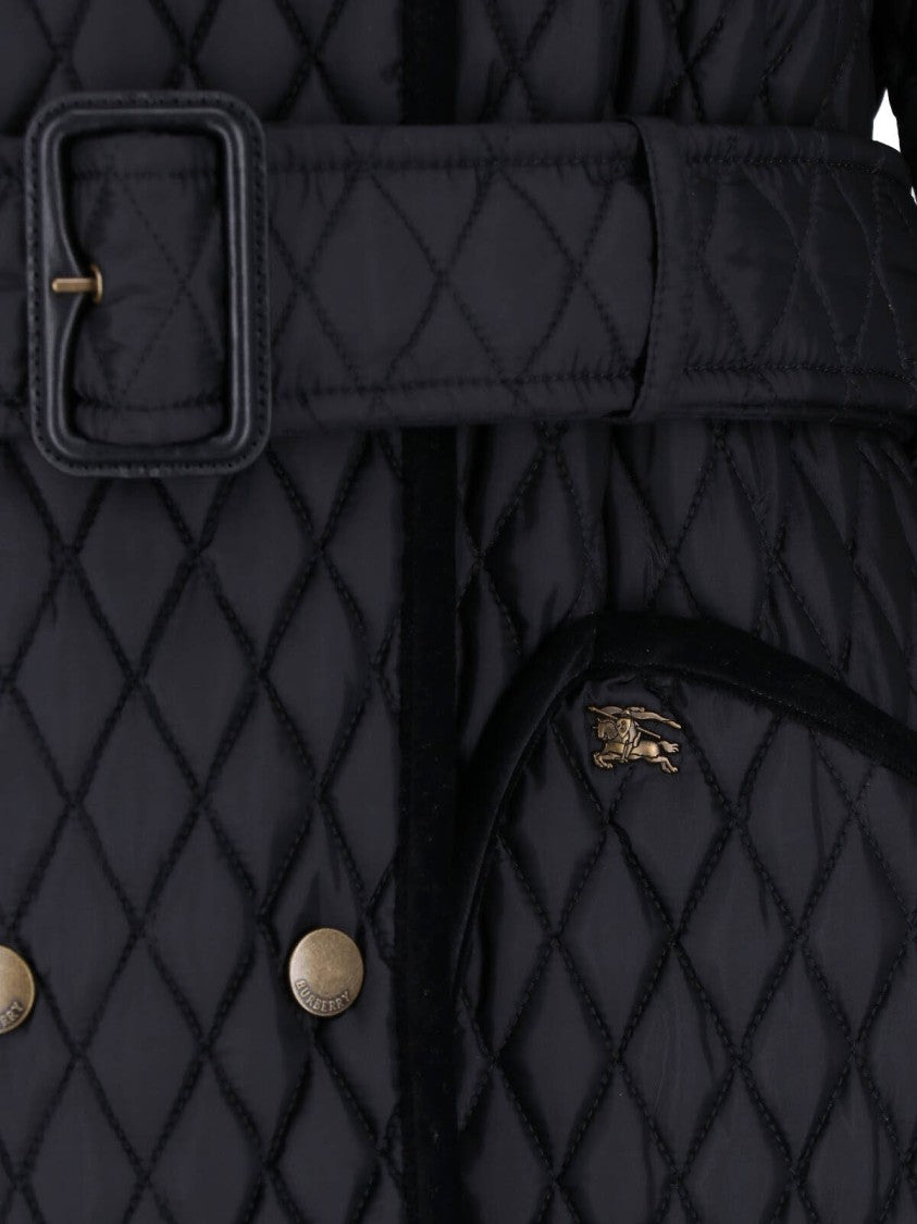 Burberry Black Quilted Faux-Fur Coat