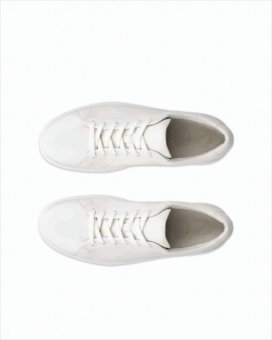 Ecco Minimalist White Leather Sneakers With Padded Collar