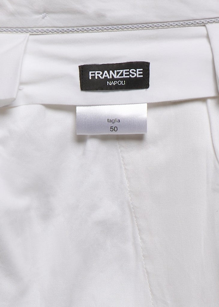 Franzese Collection Tailored Cream Trousers With Vertical Ribbed Texture