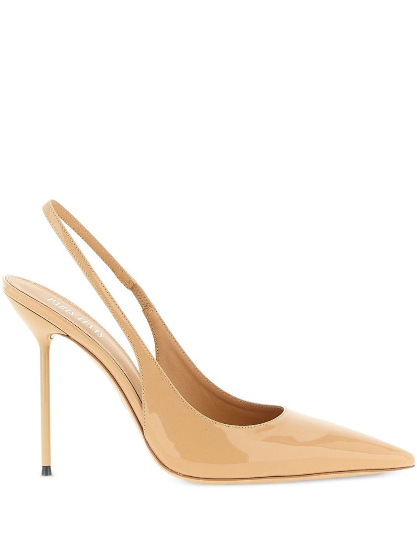 Paris Texas Pointed Toe Slingback Sandals With Glossy Patent Finish