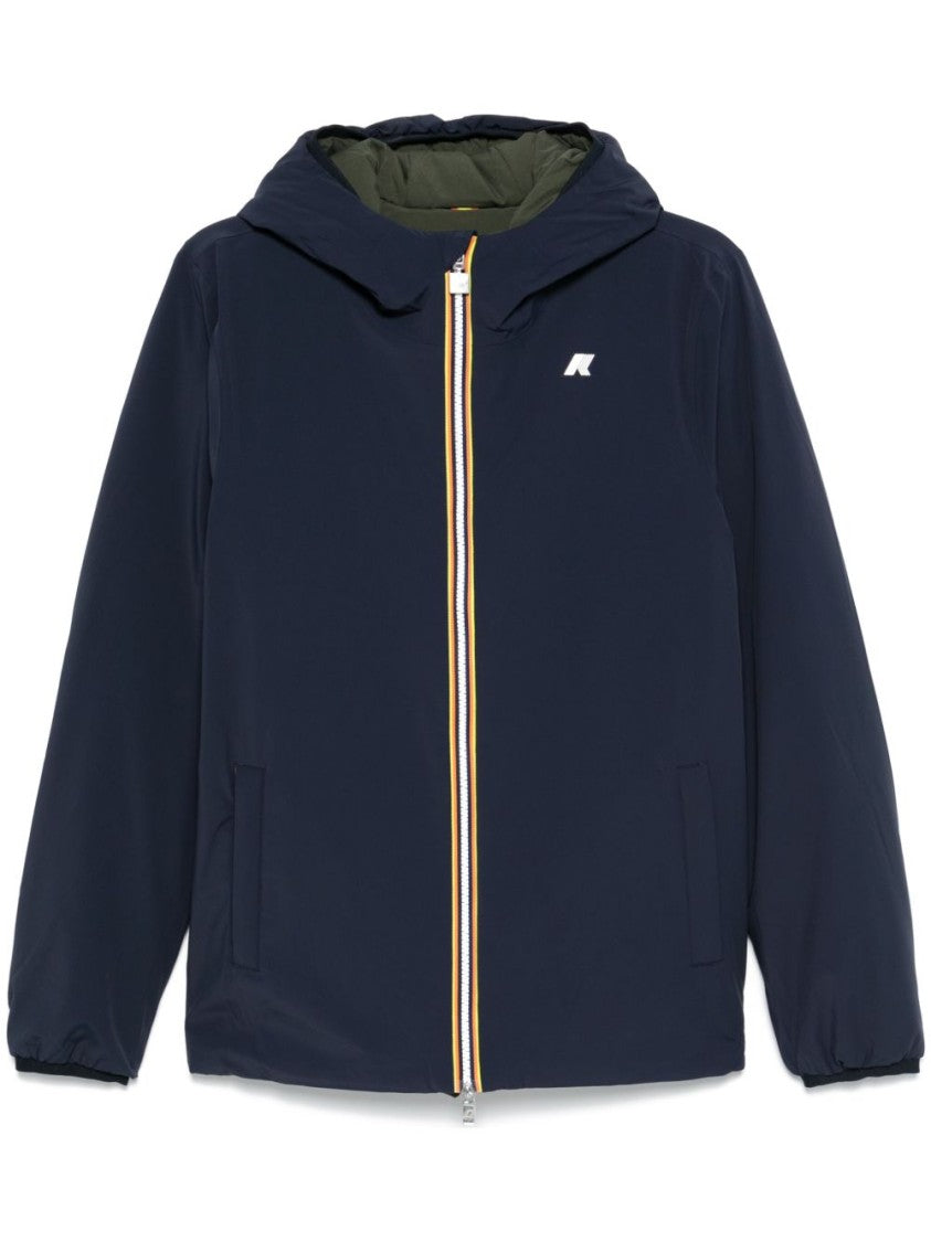 K-Way Reversible Navy Blue And Khaki Padded Jacket