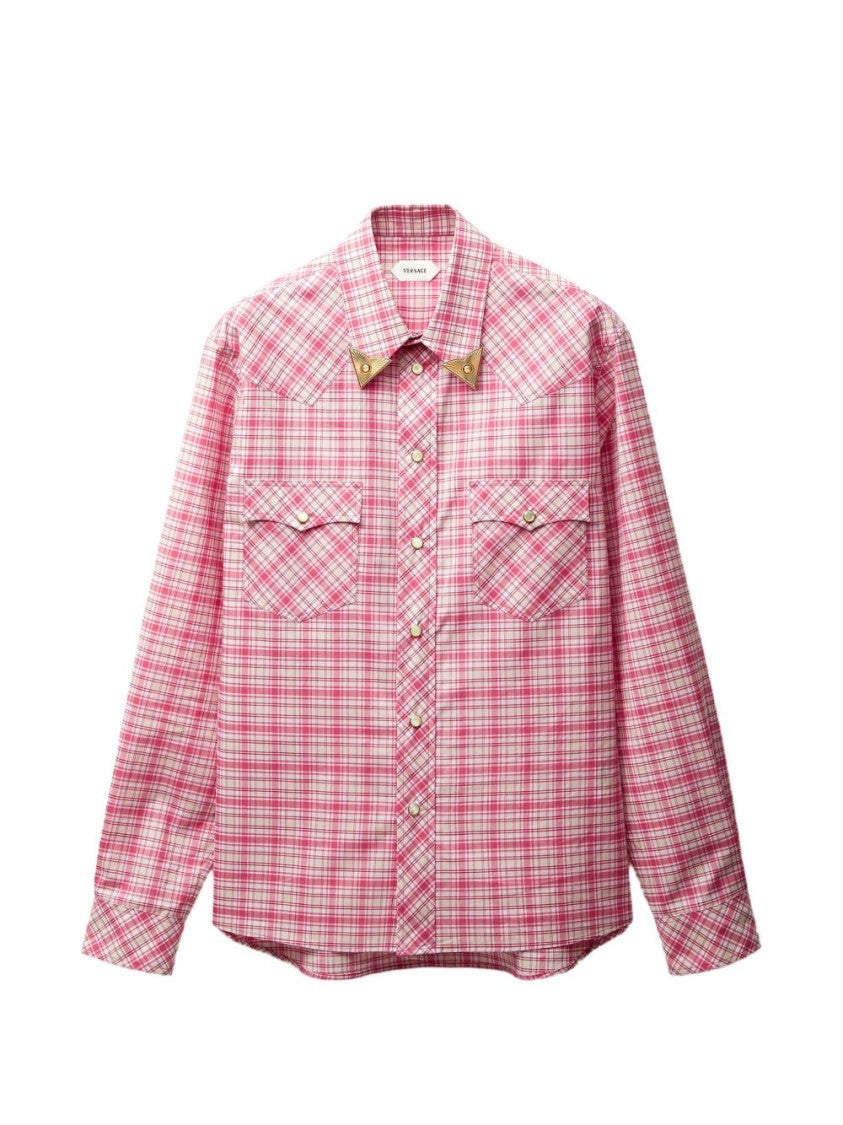 Versace Checked Cotton-Poplin Slim Embroidered Shirt