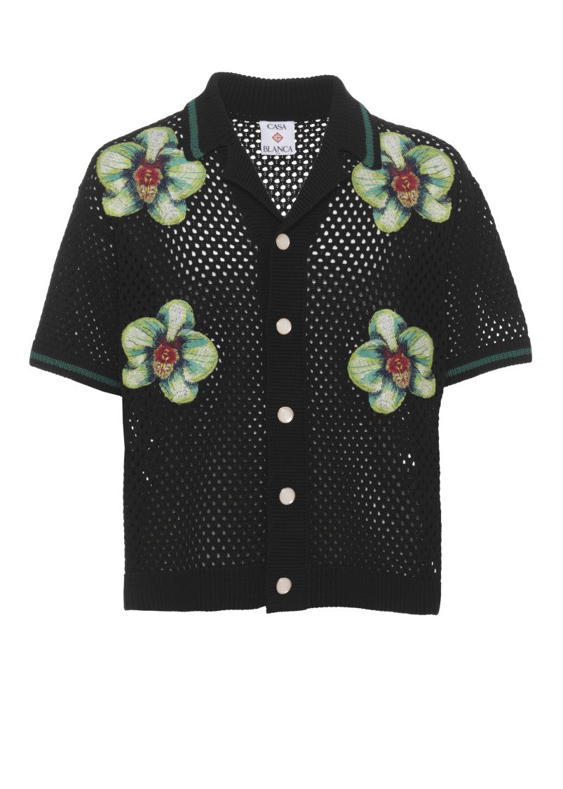 Casablanca Black Glitch Orchid Cotton Shirt