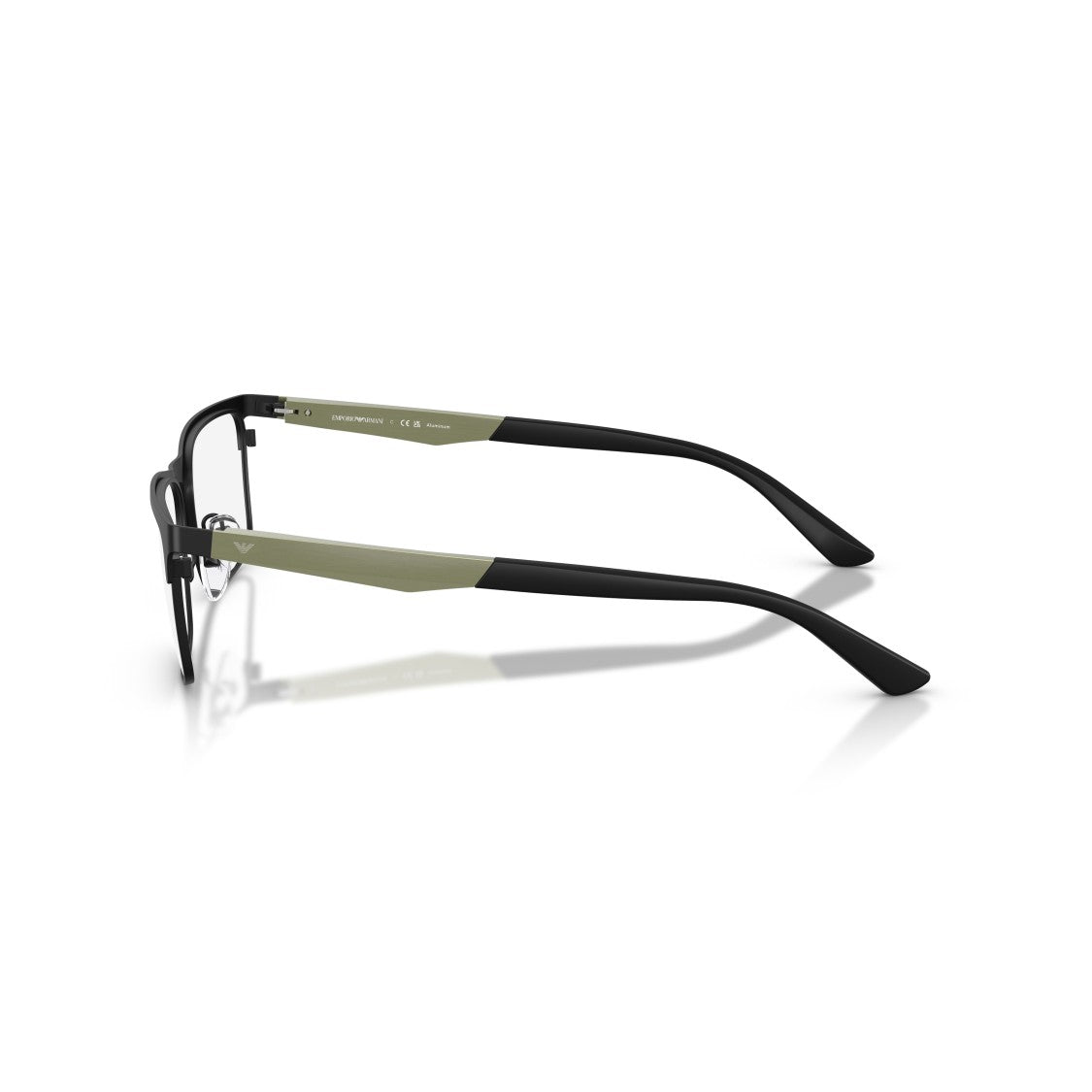 Emporio Armani 0Ea1183 Rectangular Matte Black Eyeglasses With Olive Green Accents