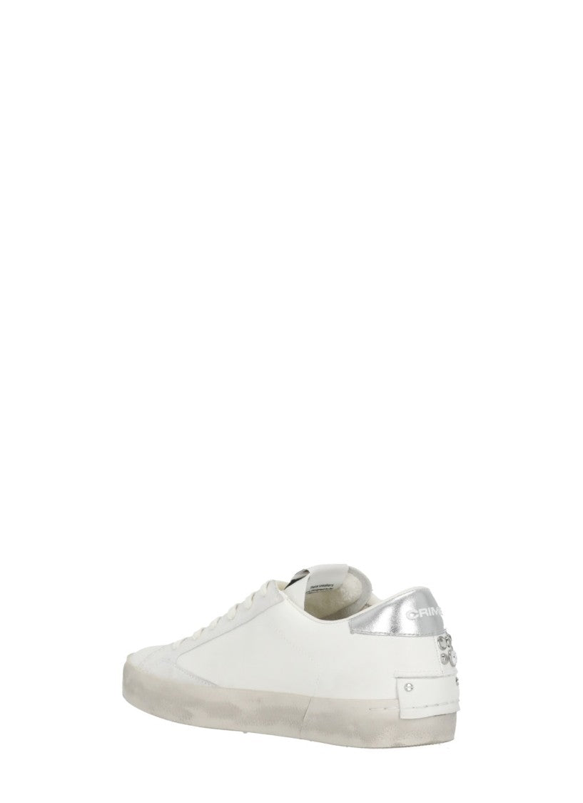 Crime London White Distressed Embellished Sneakers