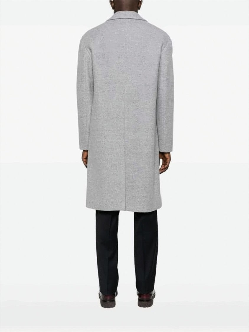 Lardini Mid-Length Tailored Coat With Notch Lapel And Heathered Texture