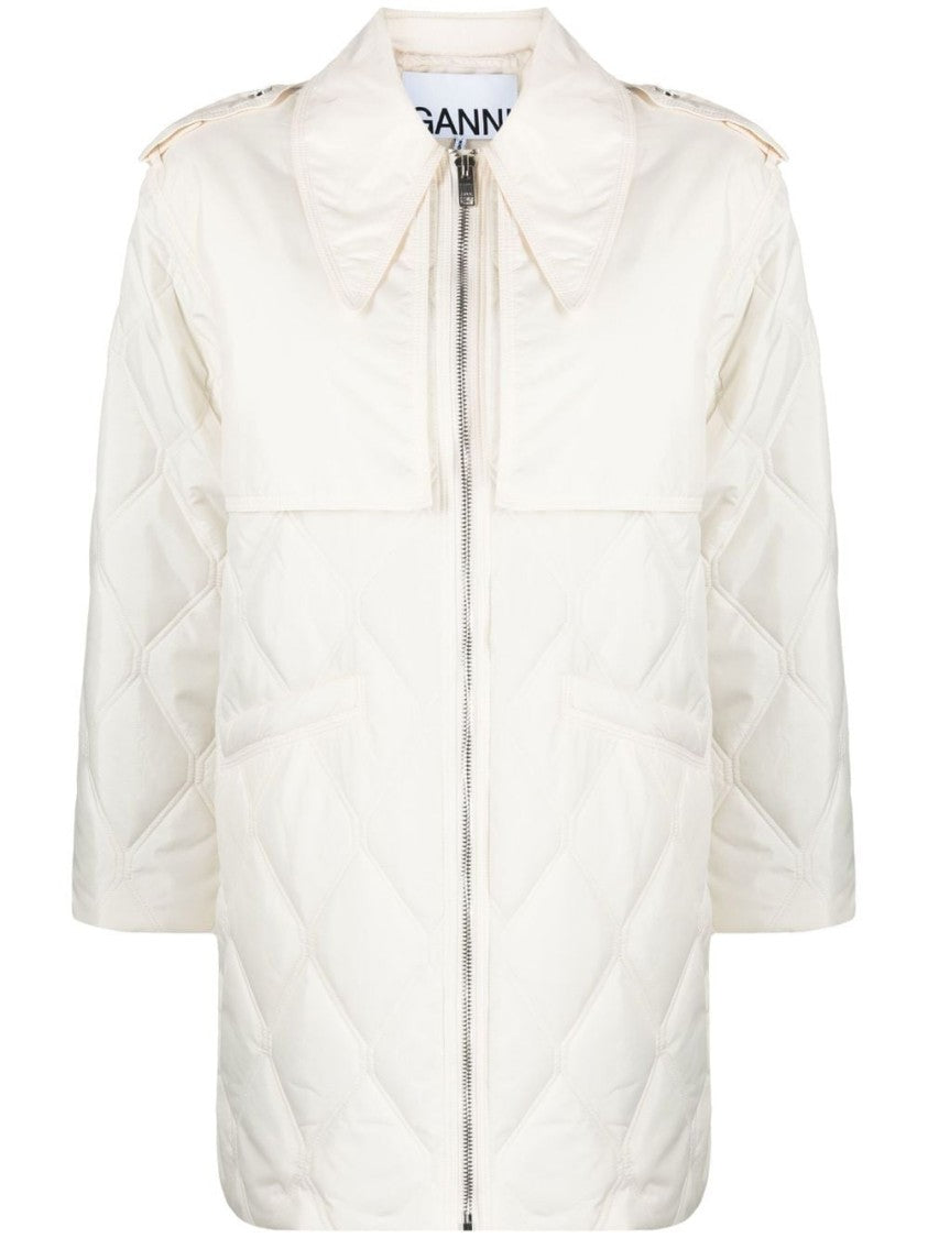 Ganni Ripstop Quilt Midi Jacket