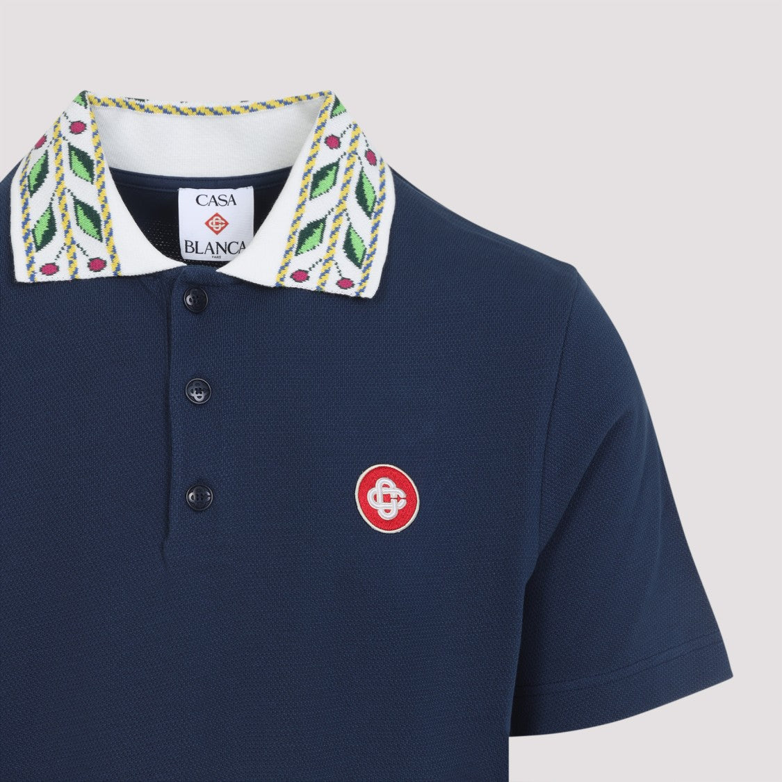 Casablanca Navy Blue Organic Cotton Classic Laurel Polo