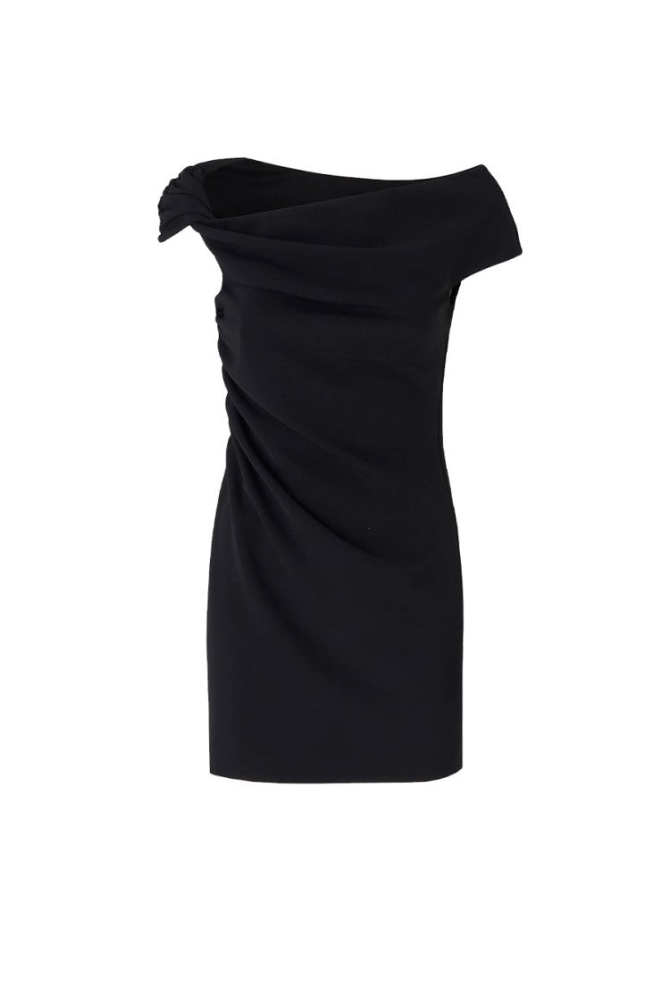 Pinko Black Polyester-Elastane Blend Cap-Sleeve Mini Dress