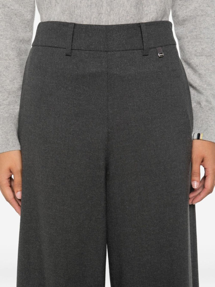 Herno Wide-Leg Gray Trousers With High Waist