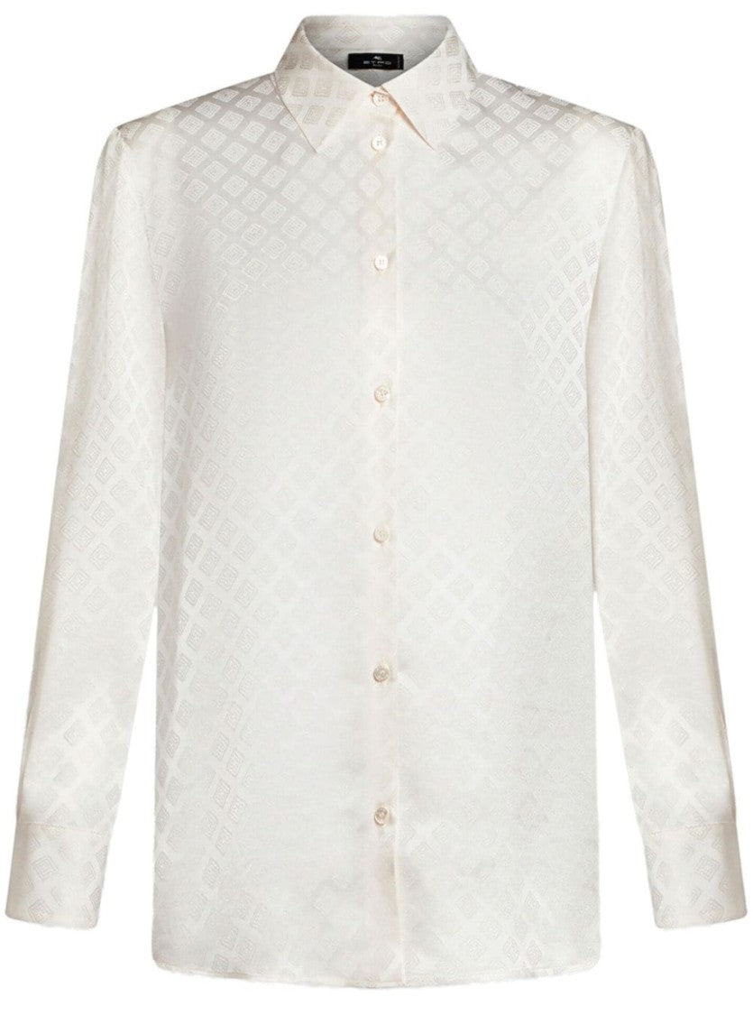 Etro Silk-Blend White Shirt With Classic Collar