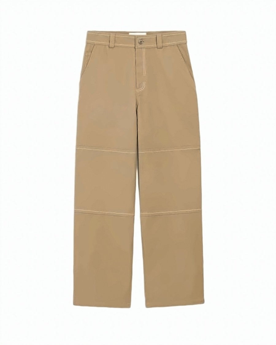 Ami Paris Wide-Leg Cotton Trousers With Horizontal Seam Detailing