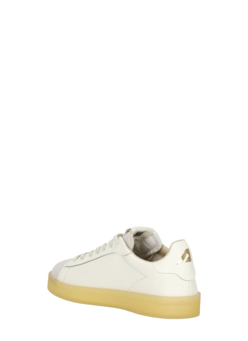 Autry Ivory Suede Tip Yellow Sole Leather Sneakers