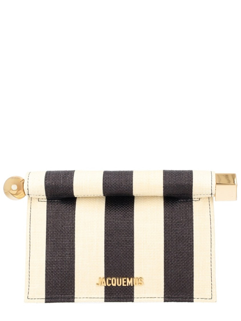 Jacquemus Rond Carre Polyamide Striped Clutch Bag