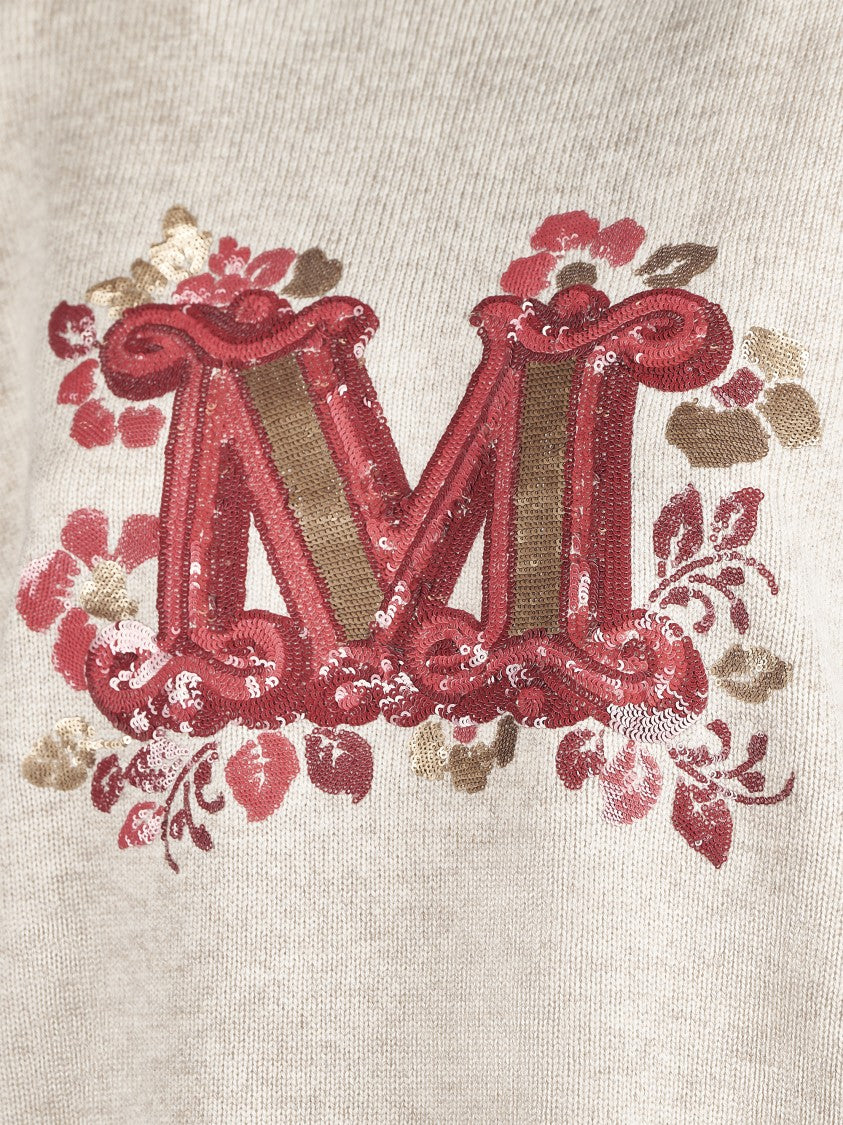 Max Mara Relaxed Fit Knit Sweater With Floral Sequin Detail