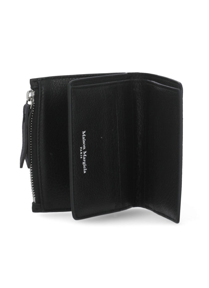 Maison Margiela Pebbled Leather Card Holder With Zippered Compartment
