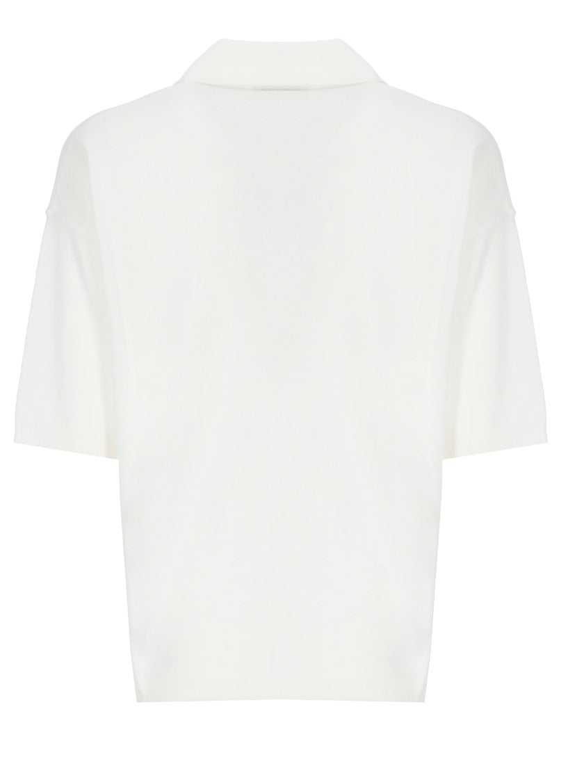 Kangra White Cotton 3/4 Sleeve Polo Shirt