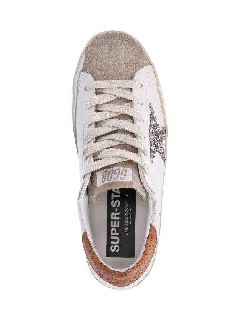 Golden Goose Round Toe Low-Top Sneakers With Glittery Star Detail