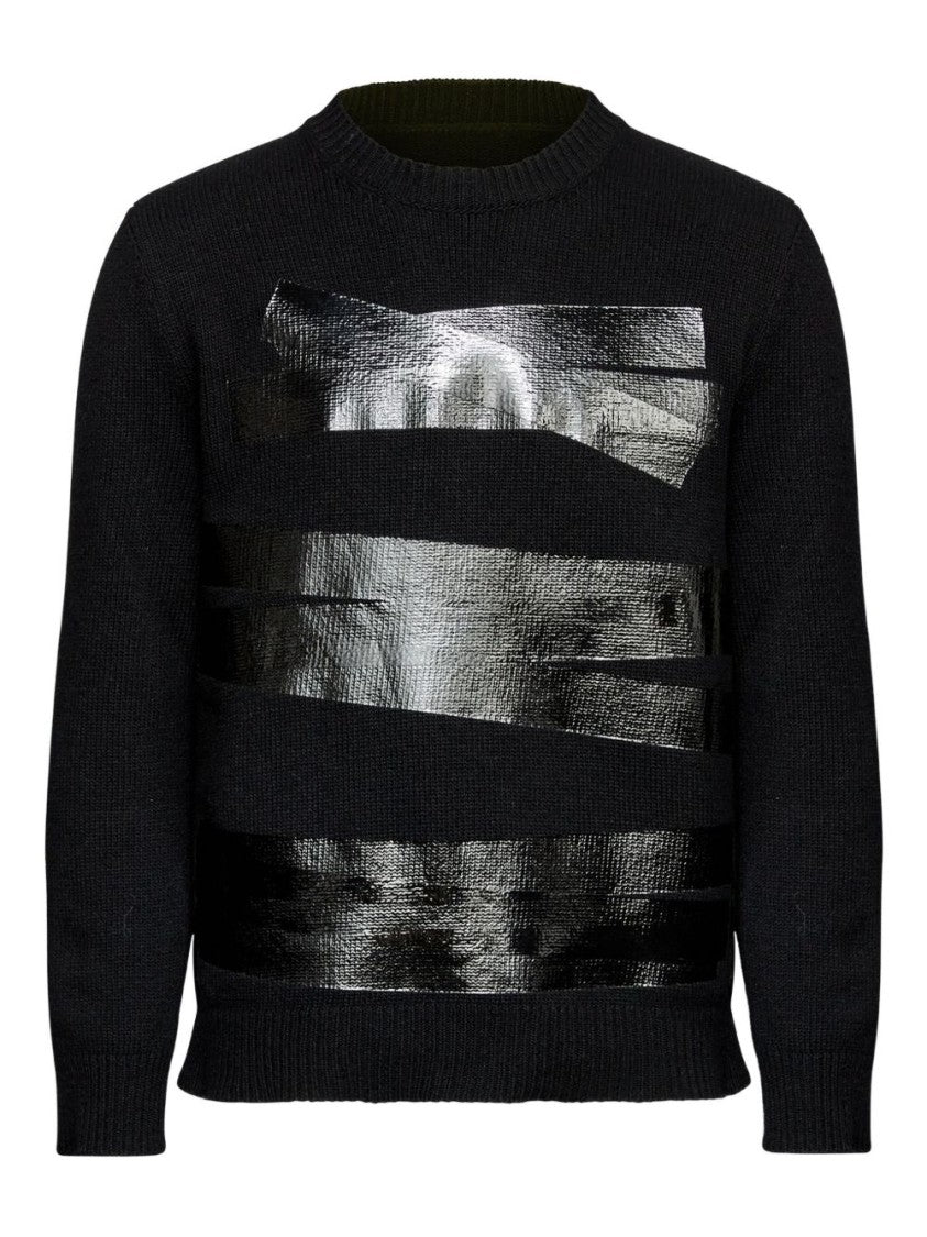 Mm6 By Maison Margiela Crew Neck Sweater With Metallic Stripe Detail