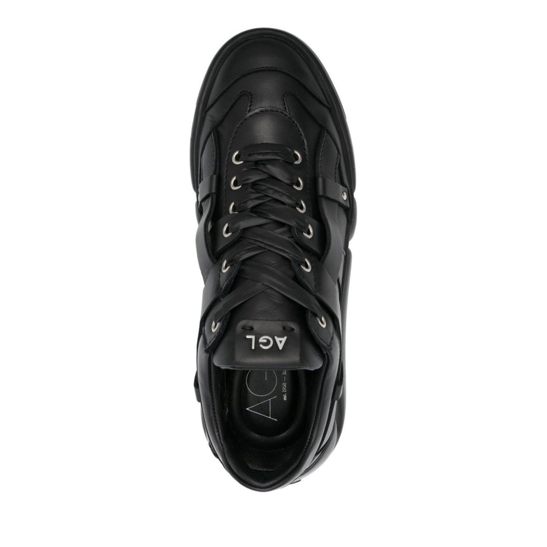 Agl Black Ruth Leather Sculpted Sole Wedge Sneakers