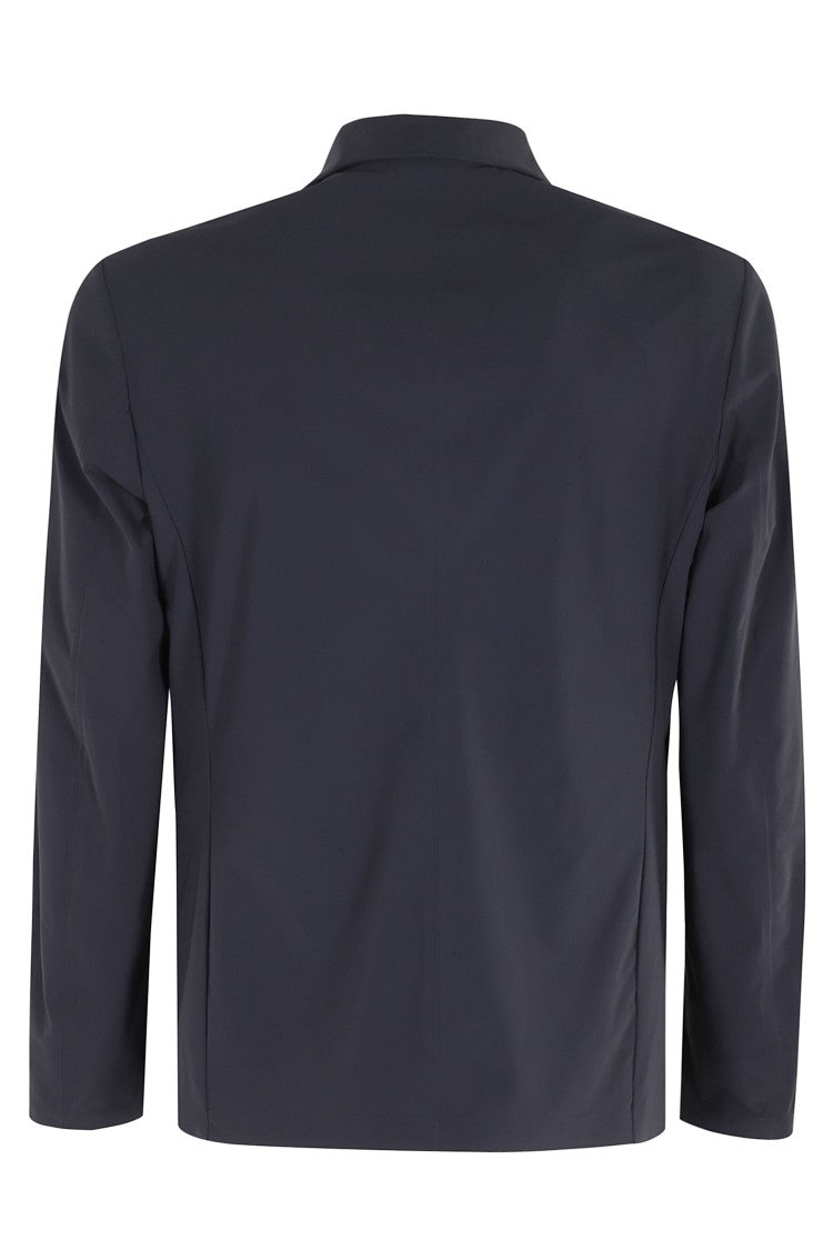 Duno Blue Packable Single-Breasted Flap Pocket Polyamide Jacket