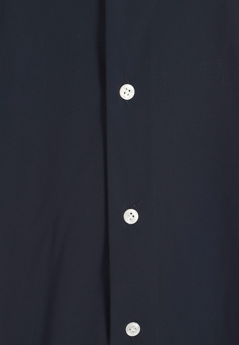 Barba Napoli Navy Blue Spread Collar Lightweight Cotton Shirt