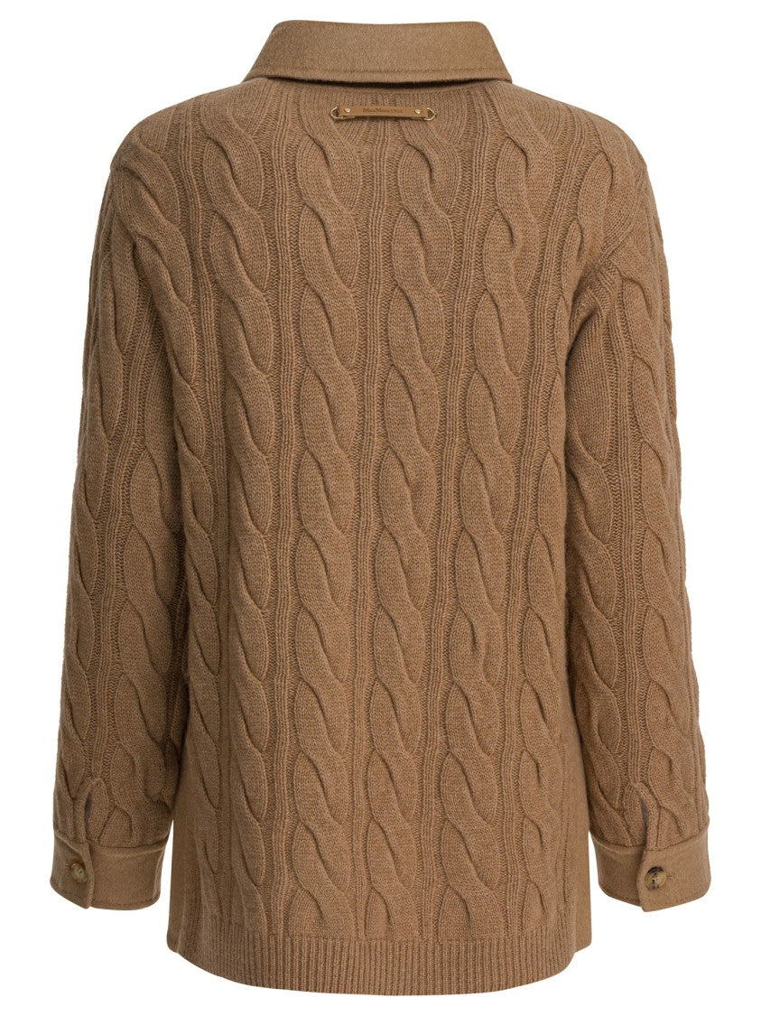 Max Mara Oversized Camel Coat With Cashmere Knit Panels