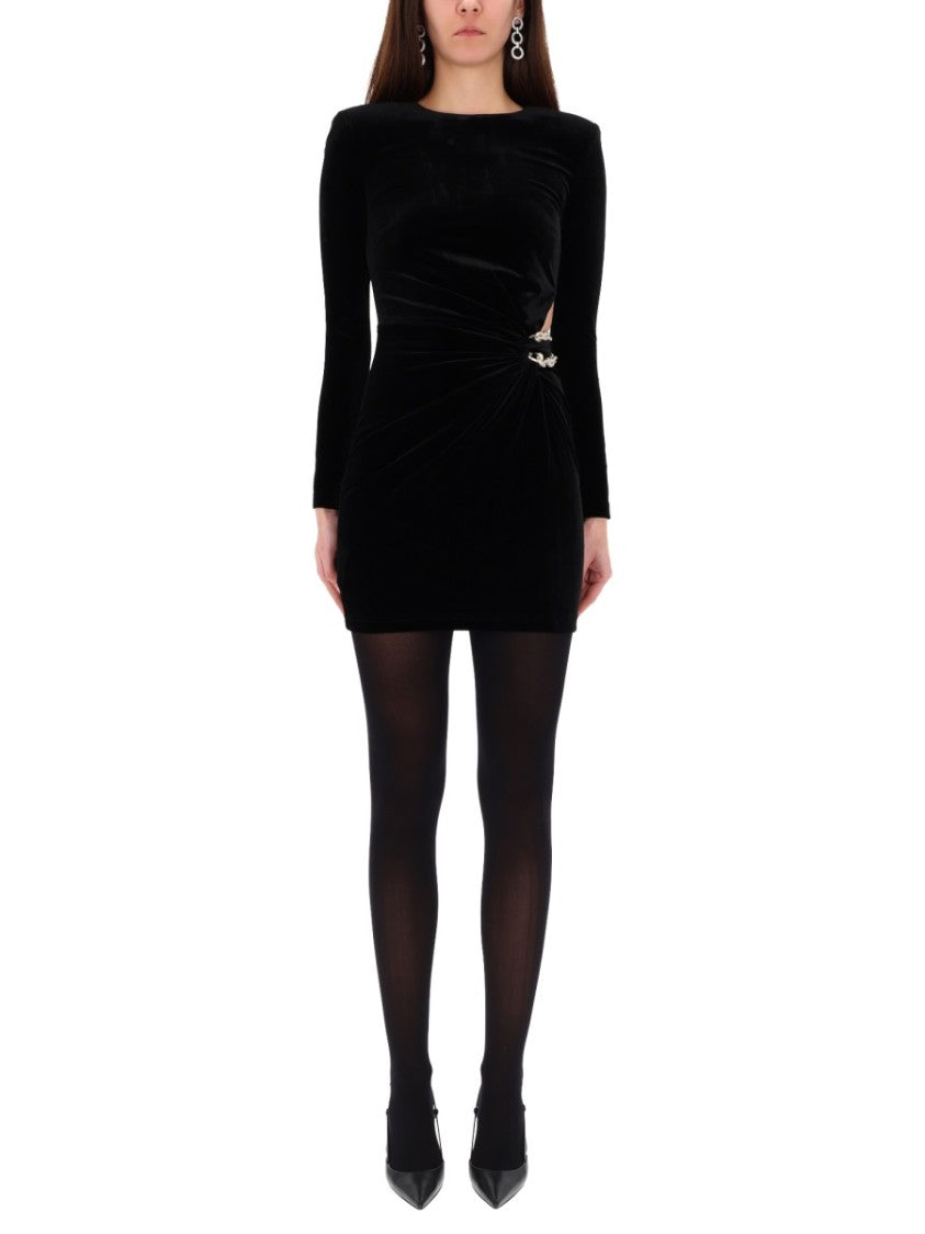 Self-Portrait Plush Embellished Fitted Mini Dress