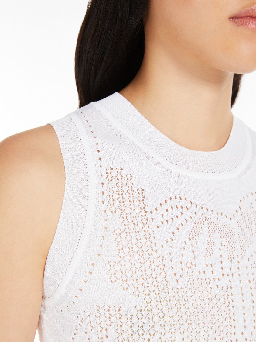 Max Mara Fitted Crop Top With Openwork Detailing
