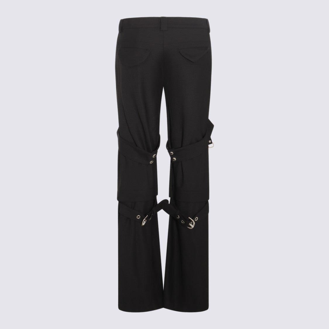 Off-White Wide-Leg Trousers With Silver-Tone Metal Accents