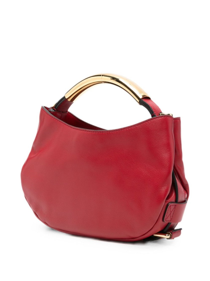 Moschino Curved Gold-Tone Handle Handbag
